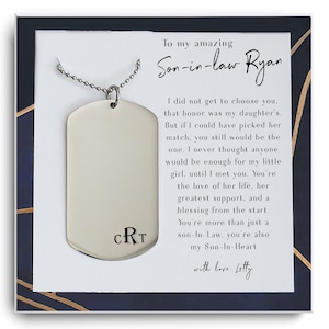 An meinen Schwiegersohn Geschenk Halskette - Personalisierter Hundeanhänger - Schulabschluss Geschenk - Schwiegersohn Hochzeitsgeschenk - Geburtstagsgeschenk für Schwiegersohn