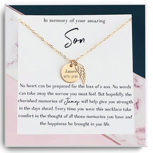 Verlust der Sohn Halskette - Erinnerung Schmuck Sohn - Erinnerung Geschenk - Verlust eines Sohnes - personalisierte Erinnerung Schmuck - In Erinnerung an Sohn - Engel