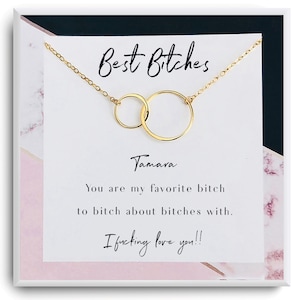 Melhor presente de colar de cadelas - Presente de melhor amiga - Presente de aniversário de irmã - Presente engraçado para amiga - Presente de aniversário para melhor amiga - Cartão de colar de mensagem