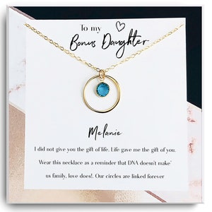 Stiefdochter cadeau voor stiefdochter - stiefdochter huwelijkscadeau - bonus dochter cadeau ketting gemengde familie - stiefdochter verjaardagskaart