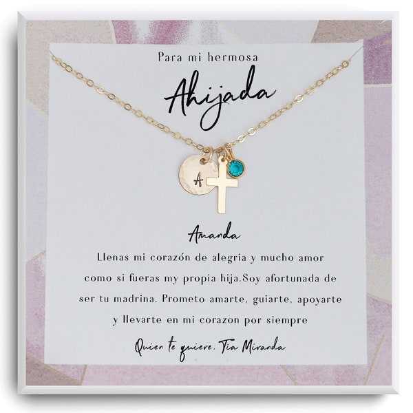 Regalo de madrina para ahijada - Cadeau de filleule en espagnol - Cadeau de baptême de filleule - Collier de petite fille - Cadeaux de confirmation pour les filles