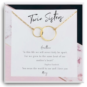 Zwillingsschwester Halskette - An meine Zwillingsschwester Geschenk - Personalisiertes Schwester Geschenk für Geburtstag, Jahrestag, Weihnachten, Abschluss - Schwester Schmuck