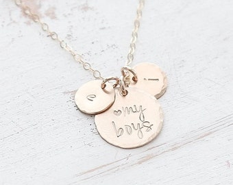 Personalized Mothers Necklace - Kids Initial Necklace-  My Boys - Boy Mom - Mom of Boys - Love my boys - Mothers day Gift for mom