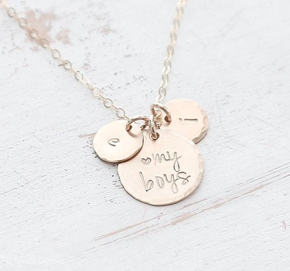 Personalized Mothers Necklace Kids Initial Necklace My Boys - Etsy