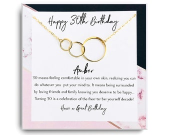30th Birthday Gift Best Friend - Perfect Gift for your best friend, sister, niece, cousin - 30th Birthday Gift for her - 3 rings 3 decades
