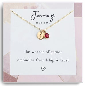 January Birthstone Personalized gold Necklace - Swarovski Birthstone Necklace - Garnet Gold Necklace -  Birthstone Jewelry -Gift for her