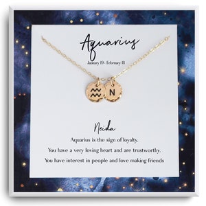 Collar Zodiac Aquarius - joyería celestial - Aquarius Jewelry - collar de signo zodiacal - Aquarius Girl Birthday - regalo para ella