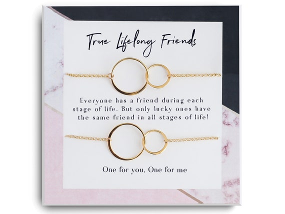 Bracciale Migliore Amico In Acciaio Inox Ipoallergenico – Regalo Di Compleanno Per Amica, Gioiello Amicizia Donna, Con Sacchetto In Velluto