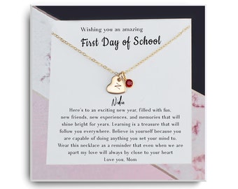 Eerste dag van school cadeau ketting - terug naar school cadeau voor meisje - 1e dag van school present middelbare school, kleuterschool, midden, kleuterschool