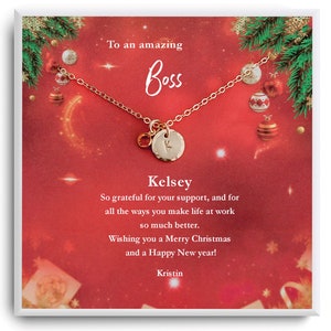 Cadeau de Noël pour Boss - Collier cadeau pour Boss - Cadeau pour les femmes collègues - Cadeau de remerciement - Cadeau de vacances - Collier Carte-cadeau
