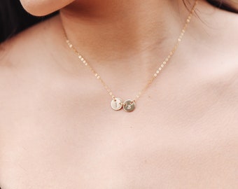 2 Initial Necklace / Personalized Disc Necklace / Two Monogram Disc Necklace / Mini Monogram Necklace / Mother Initial Necklace / 3 Initial