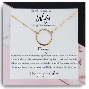 5th Anniversary Gift For Wife - 5th Wedding Anniversary Gift Necklace  - Fifth Year Anniversary Gifts - Five Year Anniversary - From Husband