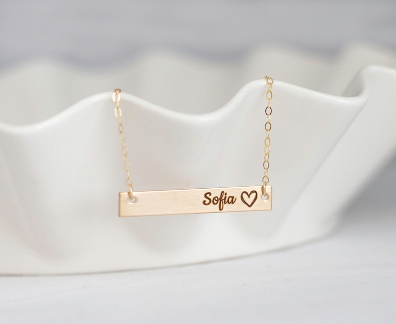 Skinny Bar Necklace Dainty Gold Bar necklace Dainty Layered Necklace Custom Bar Necklace Gold, Rose Gold or Silver Gift for her image 2