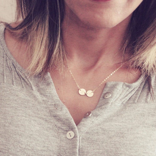 2 Initial Necklace / Personalized Disc 