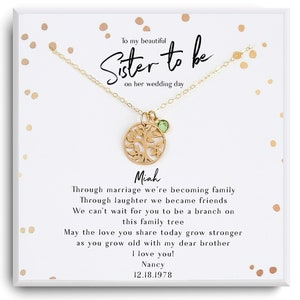 Future sister-in-law gift. Bridal shower gift - Sister to be gift - Engagement party - Family tree Necklace -Bonus sister gift wedding