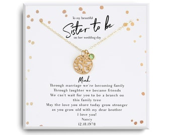Zukünftige Schwägerin Geschenk. BrautParty Geschenk - Schwester zum Verschenkeln - Verlobungsfeier - Familienbaum Halskette - Bonus Schwester Geschenk Hochzeit