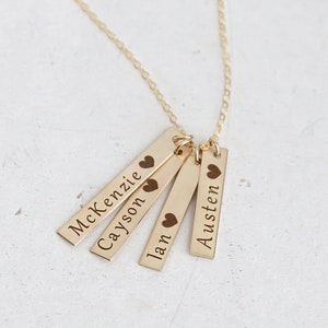 Vertical Bar Necklace - New Mom Necklace - Name Bar engraved - Kids Names Necklace for mom - Gifts for Mom - Multiple bar - Gift for wife
