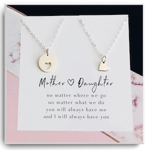 Mother Daughter Necklace set - Heart Necklaces - gift for daughters, gift for mother - Mom Birthday Gift - Christmas Gifts from daughter
