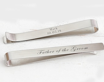 Father of the Groom Tie Bar -  Gift from Bride - Gift from son - Custom Tie Clip - Father Gift from daughter in law - Wedding party Gifts