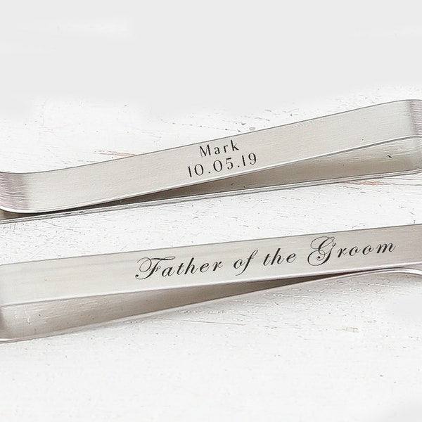 Father of the Groom Tie Bar -  Gift from Bride - Gift from son - Custom Tie Clip - Father Gift from daughter in law - Wedding party Gifts