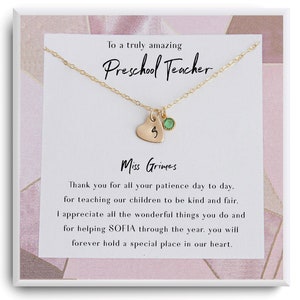Preschool teacher gift Necklace - Teacher Appreciation Gift - Personalized Gift for Teacher - Teacher Thank You Gift  - End of School year
