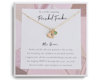 Preschool teacher gift Necklace - Teacher Appreciation Gift - Personalized Gift for Teacher - Teacher Thank You Gift  - End of School year