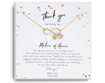 Matron of Honor Necklace Gift - Custom Matron of Honor Proposal - Wedding Day Thank You - Matron Of Honor Thank You Gift From Bride