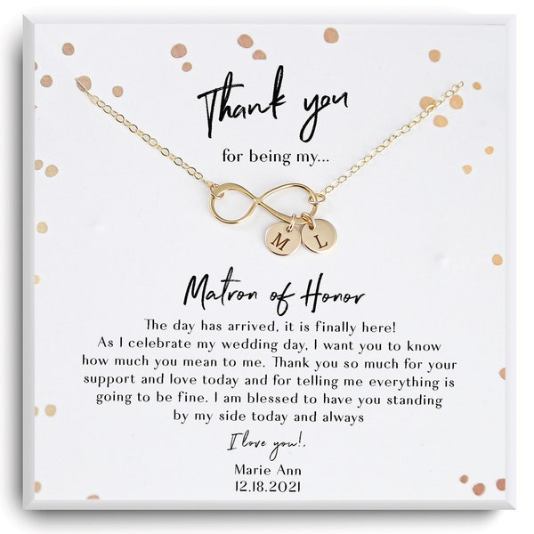 Matron of Honor Collier Cadeau - Matron d’Honneur Personnalisé Proposition - Jour de Mariage Merci - Matron d’Honneur Merci Cadeau de La Mariée