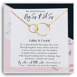 Sister Necklace Gift Necklace - Gifts for Sister Birthday- Big Sis Lil Sis Gift - Matching Sister Necklaces - Gold Filled, Rose Gold, Silver