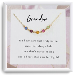 Collar de abuela con piedra de nacimiento - Regalo de abuela - Joyería personalizada del Día de las Madres - Oro, Plata - Regalo de nietos - Regalos de cumpleaños