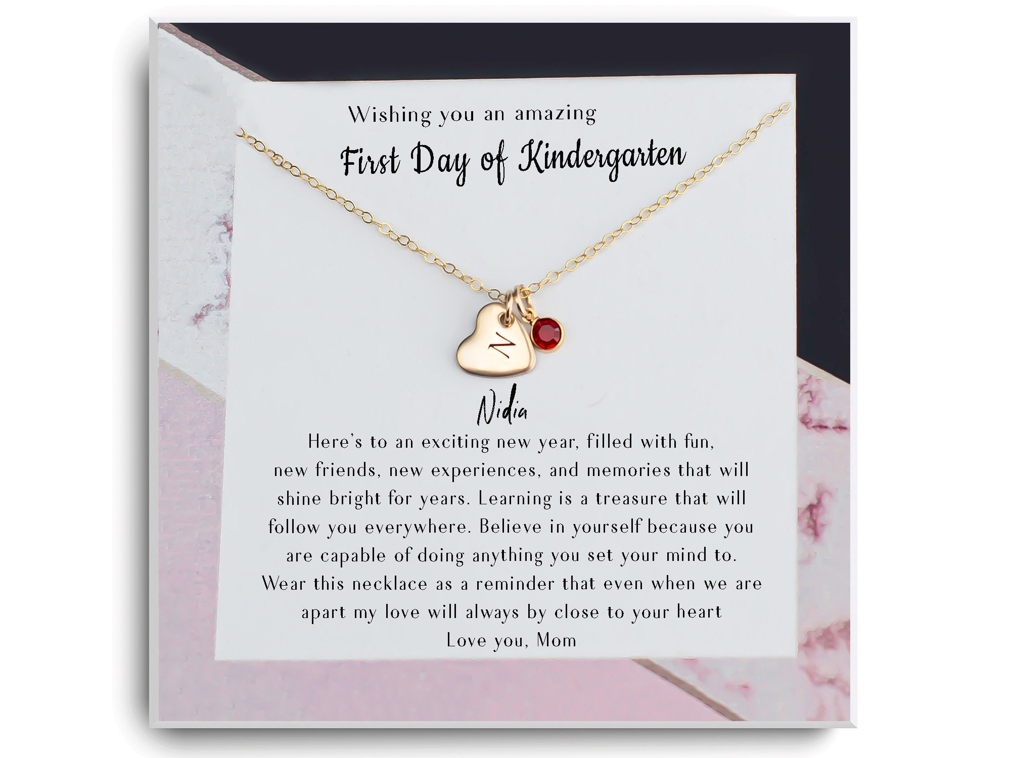 First Day of Kindergarten Gift Necklace - Back to School Gift for girl…