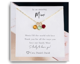 Mimi Gifts - Mimi necklace - Birthstone necklace - Grandma Gift - Birthday - Wedding Gift for Mimi - Gold, Silver, Rose gold