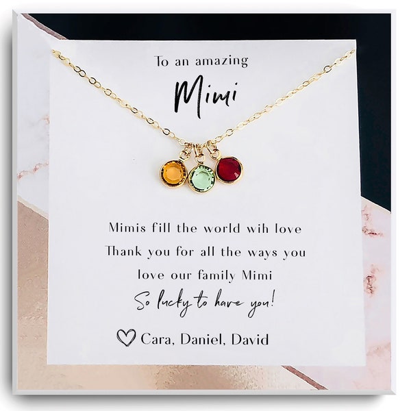 Mimi Gifts - Mimi necklace - Birthstone necklace - Grandma Gift - Birthday - Wedding Gift for Mimi - Gold, Silver, Rose gold