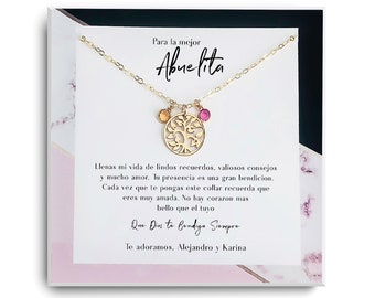 Abuelita Abuela Spanish grandma Gift Birthstone Charm Necklace Grandmother Gift Grandmother Necklace Grandma Gift - Dia de las madres