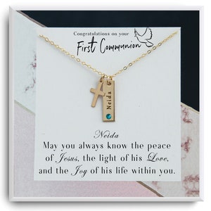 Children&#39;s Cross Necklace - Custom Cross Necklace - Baptism Gift for Her - Christening Gift - Toddler Baby Girl Cross - First Communion Gift