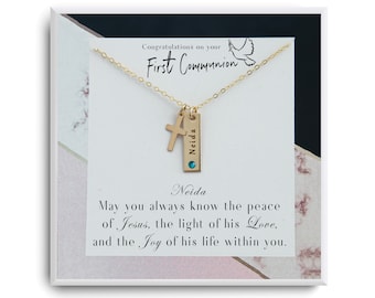 Children's Cross Necklace - Custom Cross Necklace - Baptism Gift for Her - Christening Gift - Toddler Baby Girl Cross - First Communion Gift