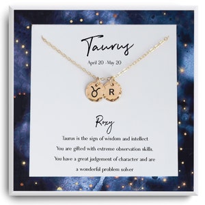 Collier Zodiac Taureau - Horoscope Bijoux - Bijoux Verseau - Collier signe du zodiaque - Cadeau personnalisé pour elle - Anniversaire en or