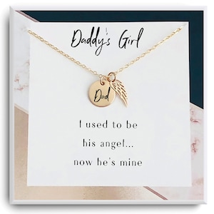Loss of father memorial Gifts - I used to be his angel now he is mine - Loss of father gift - Grief Gift - Sympathy Dad remembrance Necklace