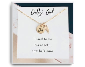 Loss of father memorial Gifts - I used to be his angel now he is mine - Loss of father gift - Grief Gift - Sympathy Dad remembrance Necklace