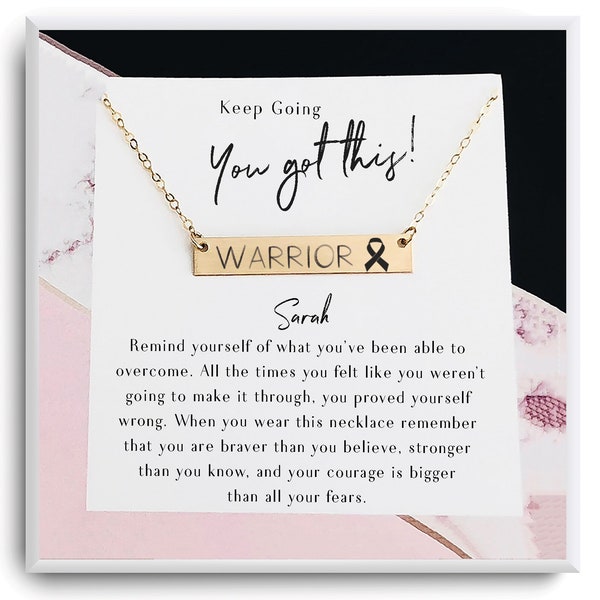 Strength Necklace - Treatment Gift - Warrior Gift  -Cancer Awareness. Illness - Chemo Gift - Sick friend - Awareness Ribbon - Survivor Gift