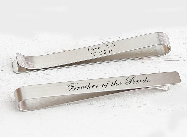 Brother of the Bride Gift Tie Clip for him Wedding Gift Gift for brother Personalized gift brother Gift from bride from sister image 1