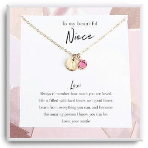 Sobrina Regalo de la Tía - Regalo para Sobrina - Tarjeta de San Valentín de Sobrina - Regalo de Cumpleaños para Niña, Adolescente - Tarjeta de cumpleaños de Sobrina - Collar de Sobrina