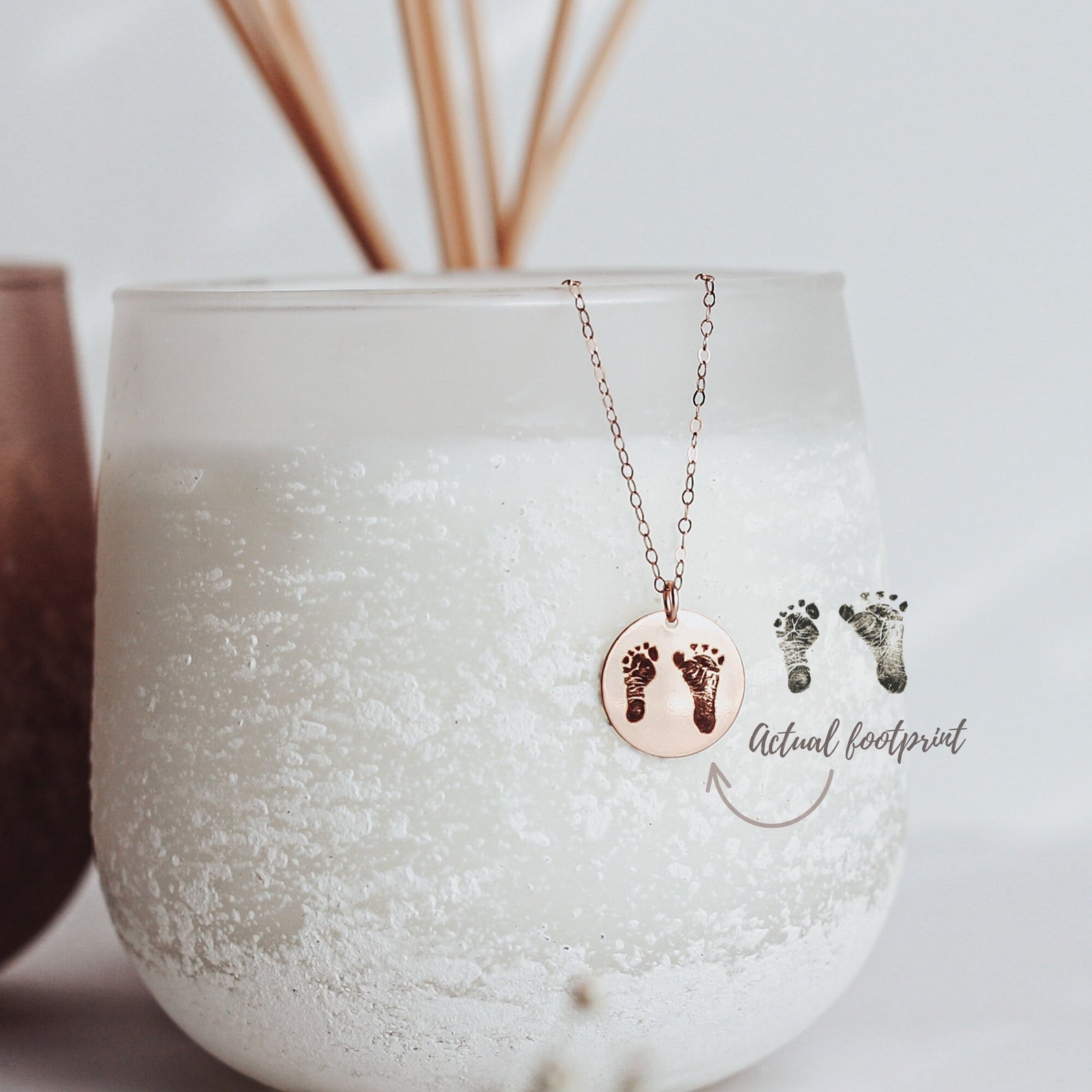 ACTUAL FOOTPRINT NECKLACE Custom Footprint Jewelry Baby Etsy