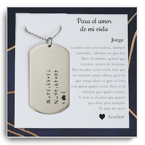 Colar de presente para mi novio - Regalo Para el amor de mi vida - Regalo para mi esposo - Cartão de dia dos namorados espanhol - Presente de longa distância
