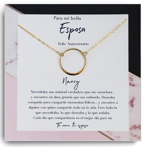 Regalos de Aniversario para mi Esposa - Regalo para Novia - Joyería Regalo - Regalo Espanhol - Colar de presente de 1º aniversário para esposa
