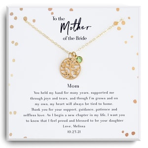 Mutter der Braut Geschenk Halskette - Mutter der Braut von Tochter - Hochzeitsgeschenk für Mama - Stammbaum Halskette - Gold, Silber