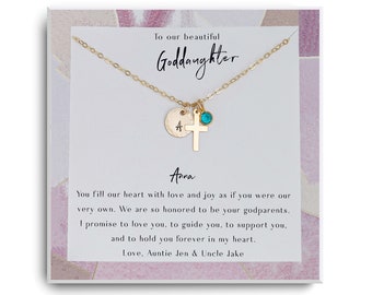 Christening gift - Godparent gift - gift for goddaughter - Gift From Godparents - Goddaughter Baptism Gift - Goddaughter Necklace - Cross