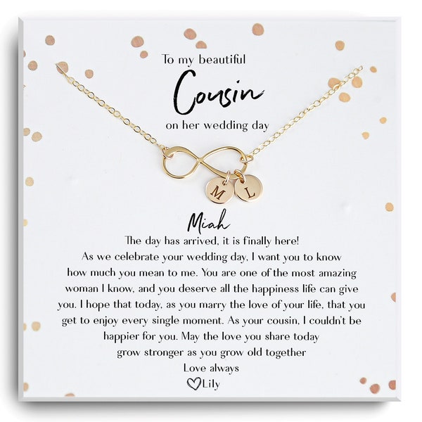 To My Best Cousin On her Wedding Day  - Cousin Wedding Day Gift Necklace - Cousin to Bride Gift - Bride Jewelry Gift - Wedding day card