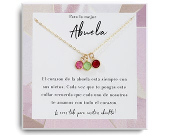 Abuela Necklace - Abuela Jewelry - Mother's Day - Regalo Para Abuela - Birthstone Necklace - Cumpleaños de Abuelita - Spanish Grandma