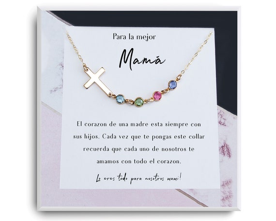 Collar de regalo para mamá Regalo para mamá Dia de la madre Cumpleaños  Collar cross birthstone para mamá Joyería personalizada para mamá -   España